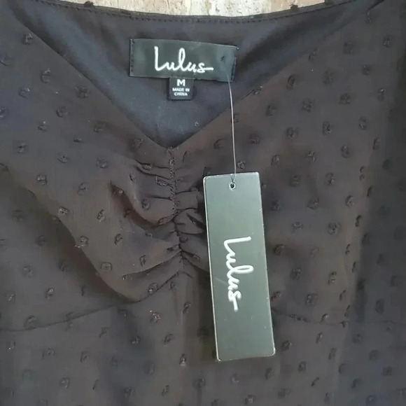 Lulus Forever Fond of You Black Swiss Dot Flutter Sleeve Maxi Dress Size M - Picture 5 of 7